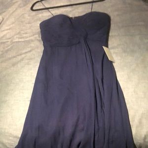 Strapless navy dress. Never worn. New with tags.